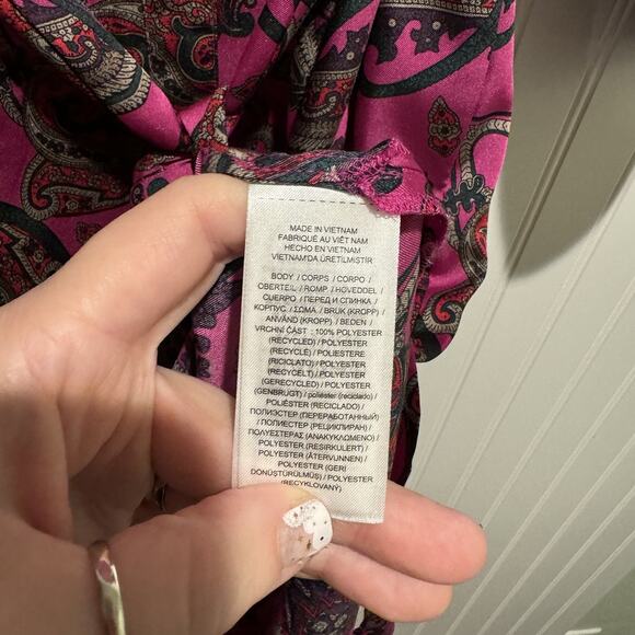 Lauren Ralph Lauren Pink Paisley Shirt Dress Belted Size 14 - Picture 7 of 8